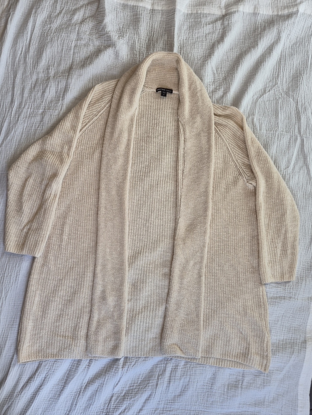 James Perse Oversized Cotton Linen Open Cardigan, Size 2 (Med.) Cream, Like New